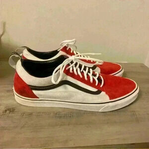 Vans Old Skool Red/White/Black Off the Wall Webbing Shoe Size Mens 13